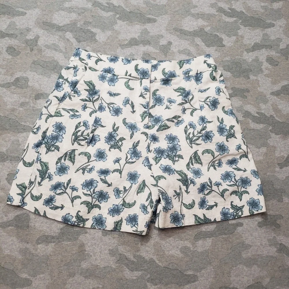 j Crew Re-Imagined Shorts Womens‎ 27 White Linen Blend Floral